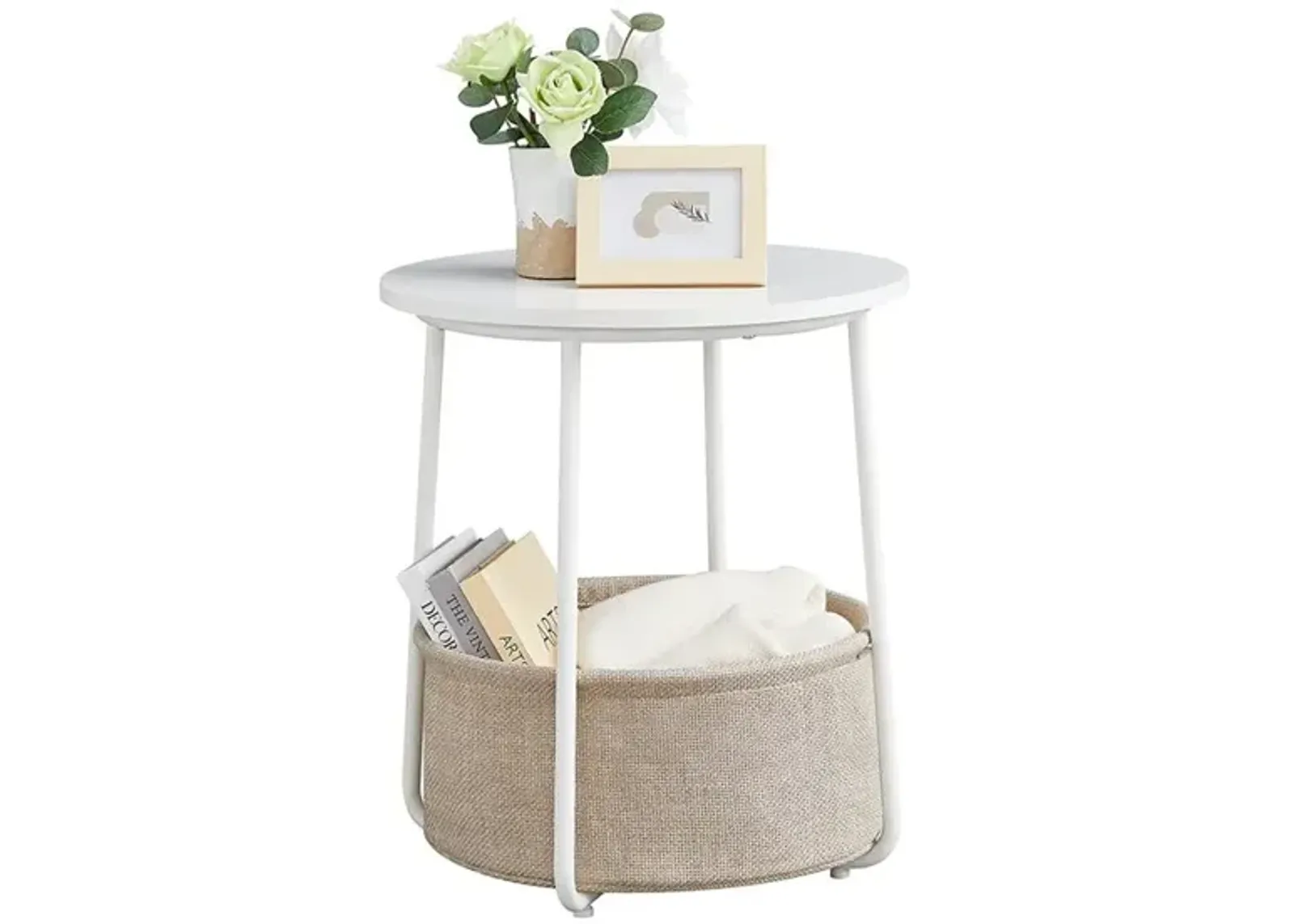 Modern Nightstand with Fabric Basket for Stylish and Functional Storage