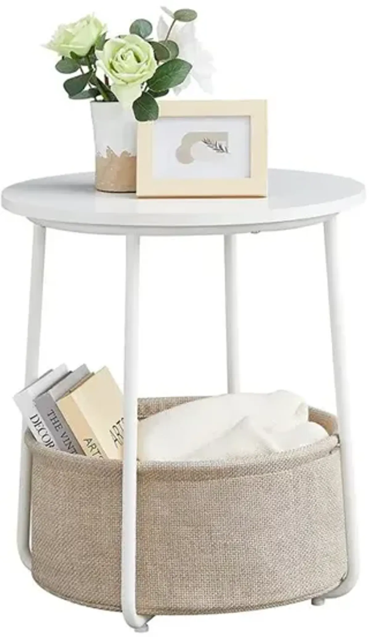 Modern Nightstand with Fabric Basket for Stylish and Functional Storage