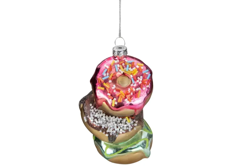 4.25" Stacked Doughnuts Glass Christmas Ornament