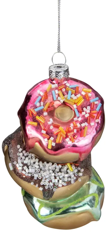 4.25" Stacked Doughnuts Glass Christmas Ornament