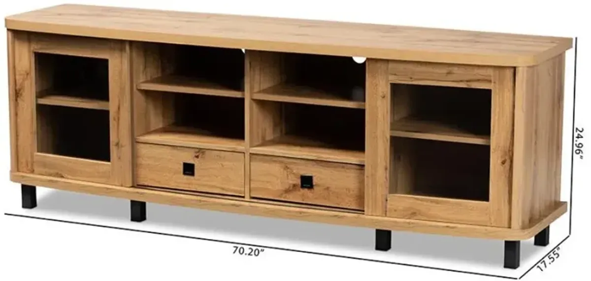 Walda Modern and Contemporary Oak Brown Finished Wood 2-Drawer TV Stand