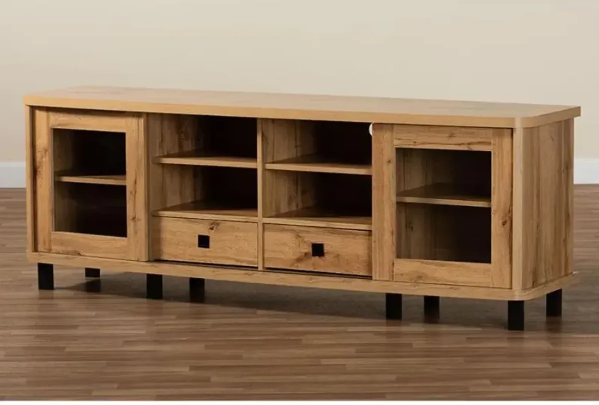 Walda Modern and Contemporary Oak Brown Finished Wood 2-Drawer TV Stand