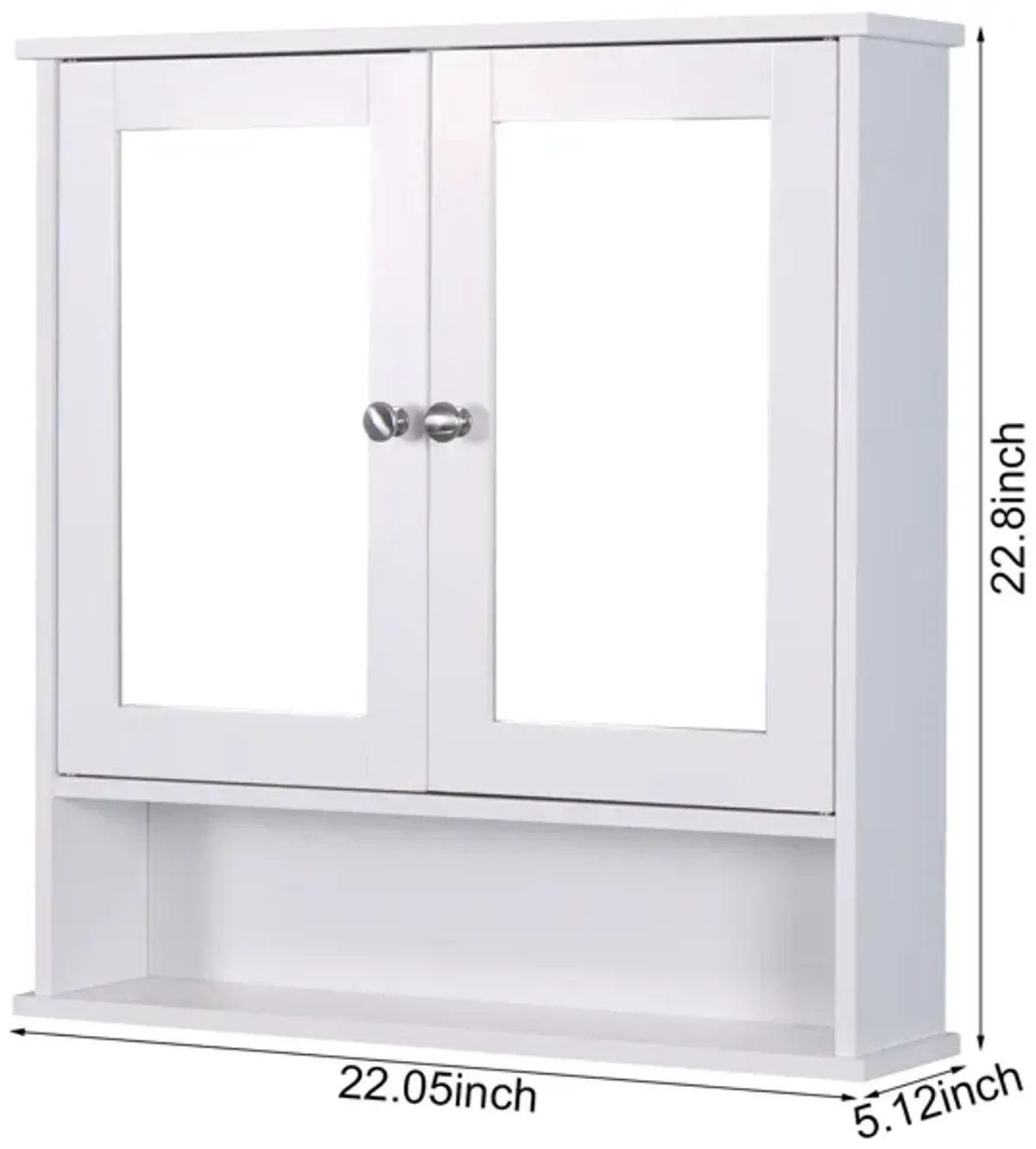 Hivvago Wall Mounted Bathroom Cabinet with 2 Mirror Doors and Adjustable Shelf