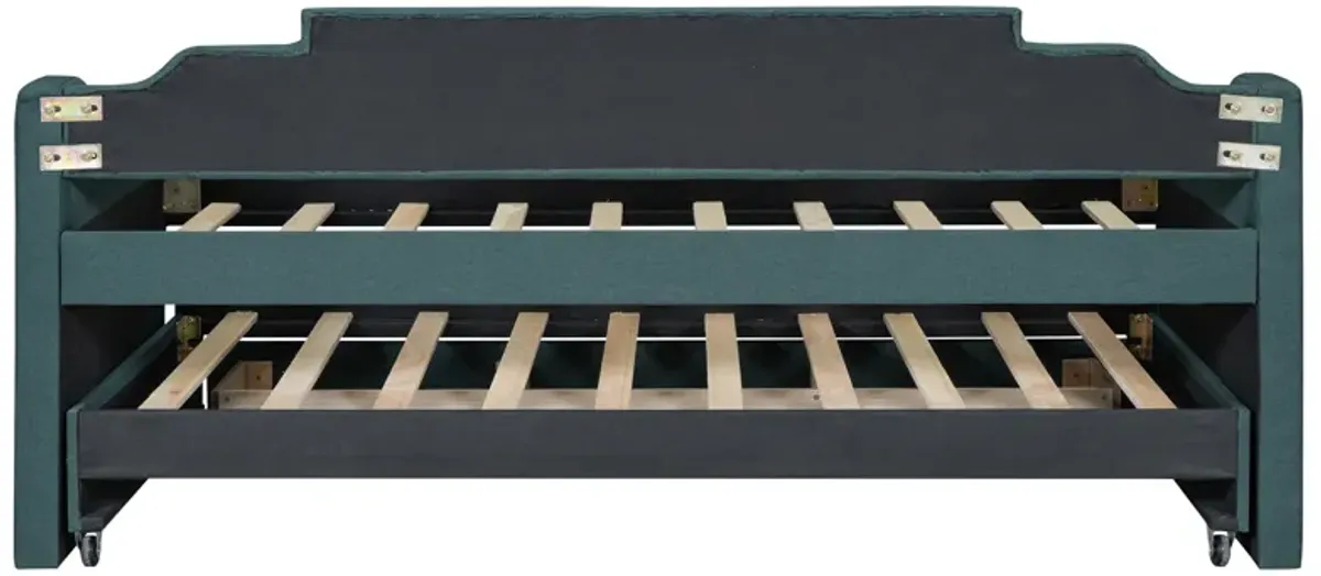 Whisen Morden Design Twin Size Upholstered Daybed with Trundle and Three Drawers