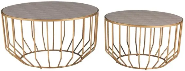 Halton Set of 2 Faux Shagreen Round Coffee Table