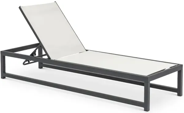 Meridian Furniture Maldives Cream Mesh Water Resistant Fabric Outdoor Patio Sun Chaise Lounge Chair