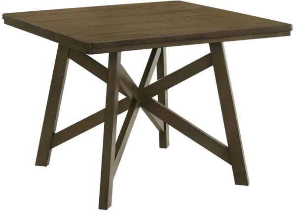 Kana Counter Height Dining Table, Brown Wood, Square 47 Inch Top - Benzara