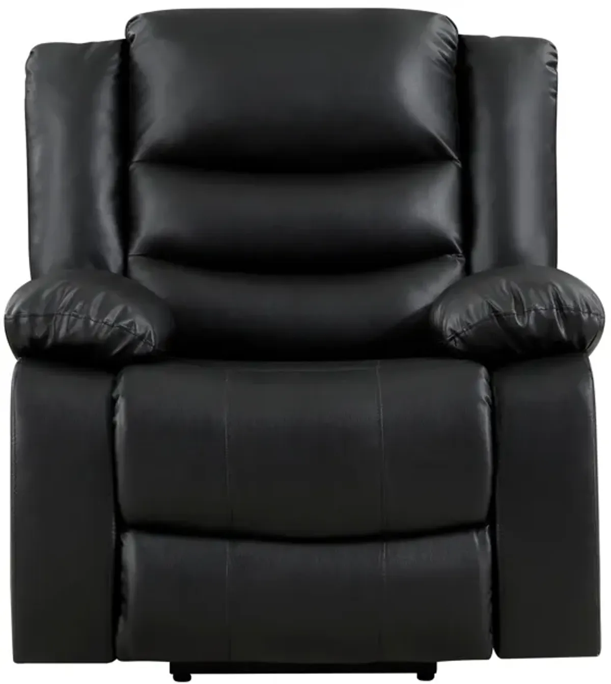 Carry 39 Inch Power Lift Recliner Chair, Black Faux Leather, Solid Wood - Benzara