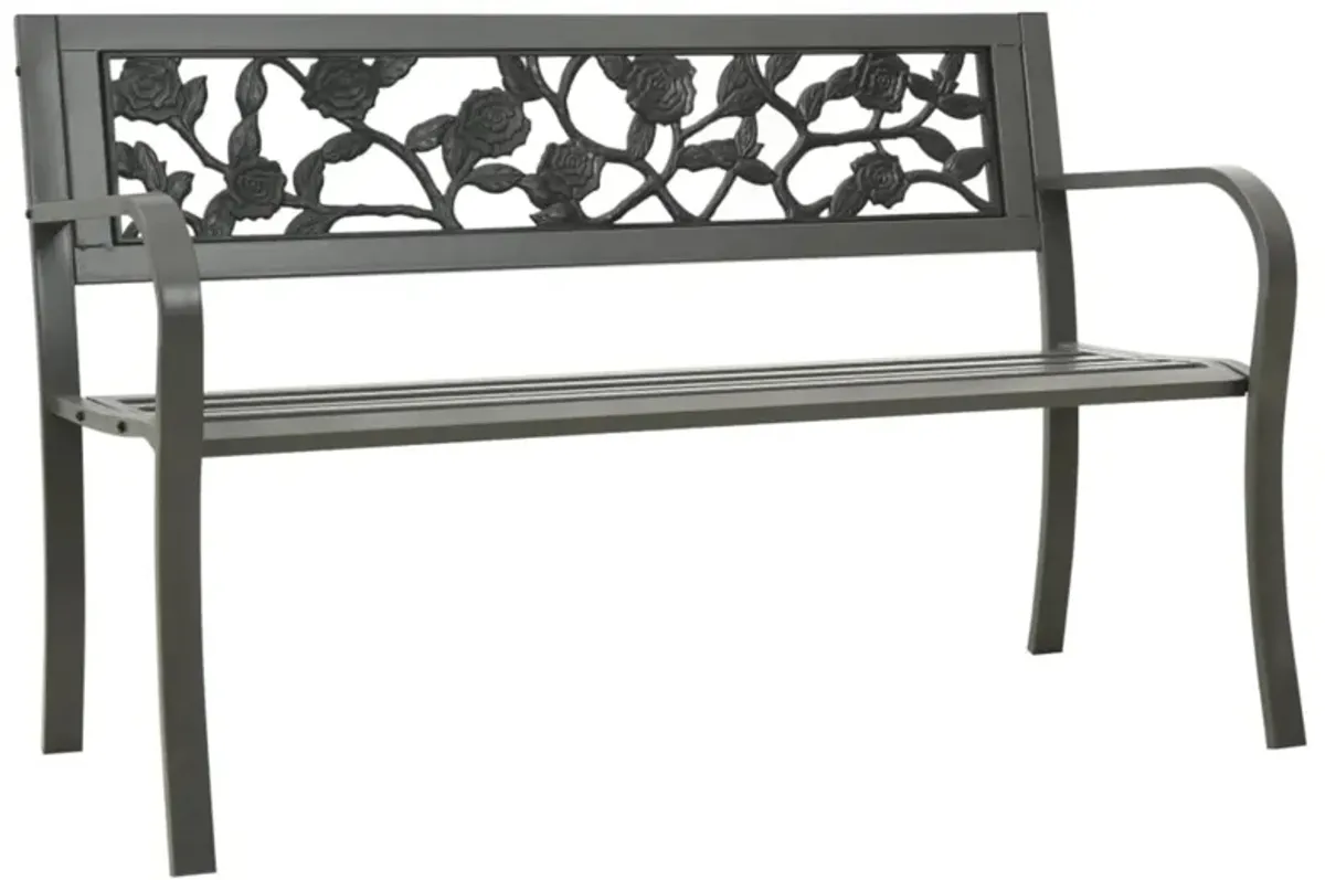 vidaXL Garden Bench 49.2" Steel Gray