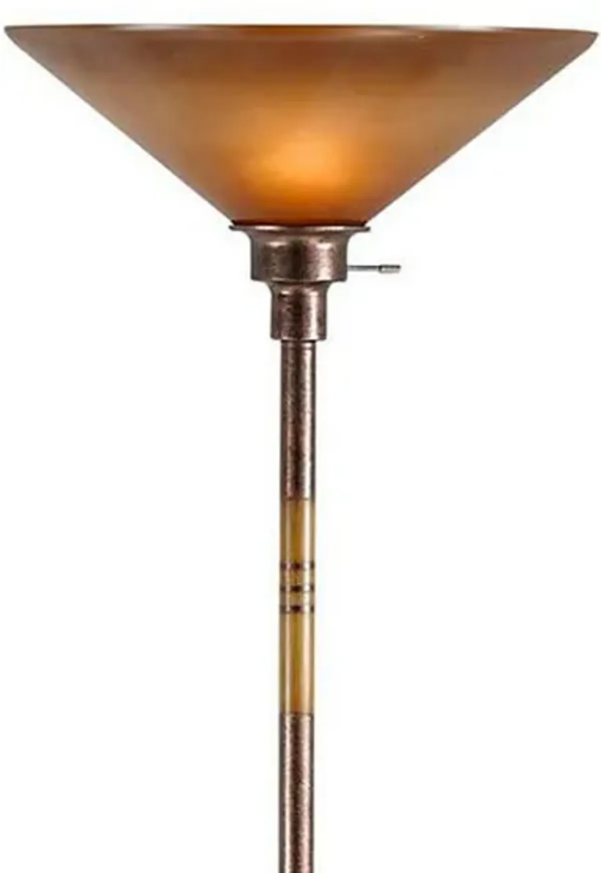 3 Way Torchiere Floor Lamp with Frosted Glass shade and Stable Base, Bronze-Benzara