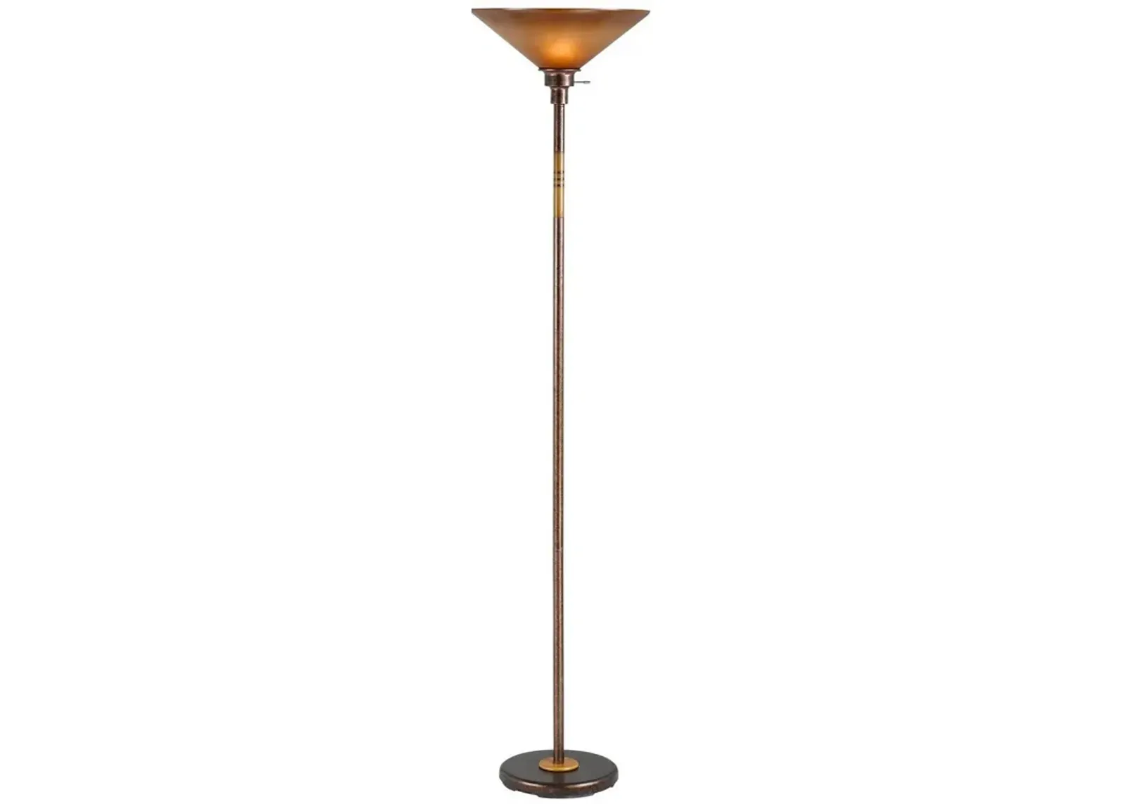 3 Way Torchiere Floor Lamp with Frosted Glass shade and Stable Base, Bronze-Benzara