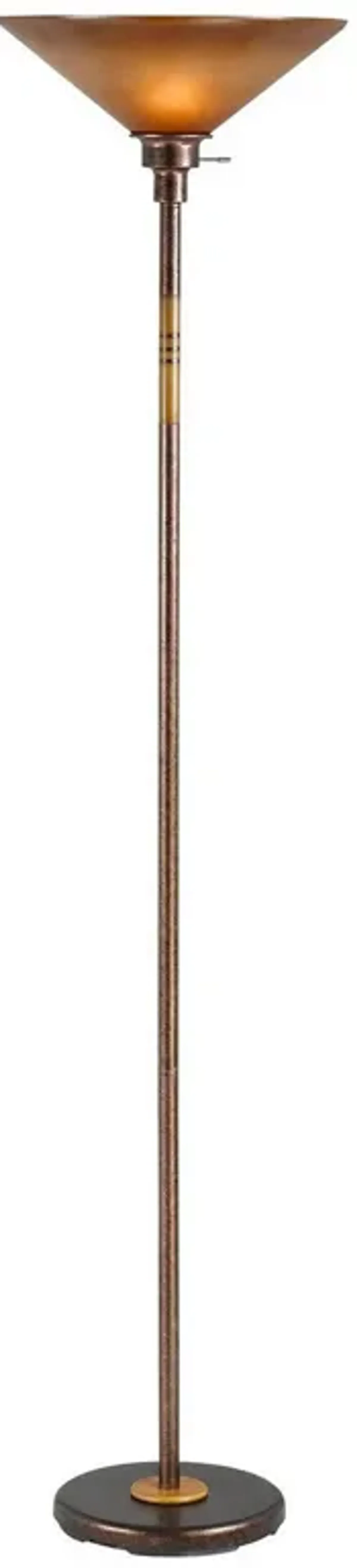 3 Way Torchiere Floor Lamp with Frosted Glass shade and Stable Base, Bronze-Benzara