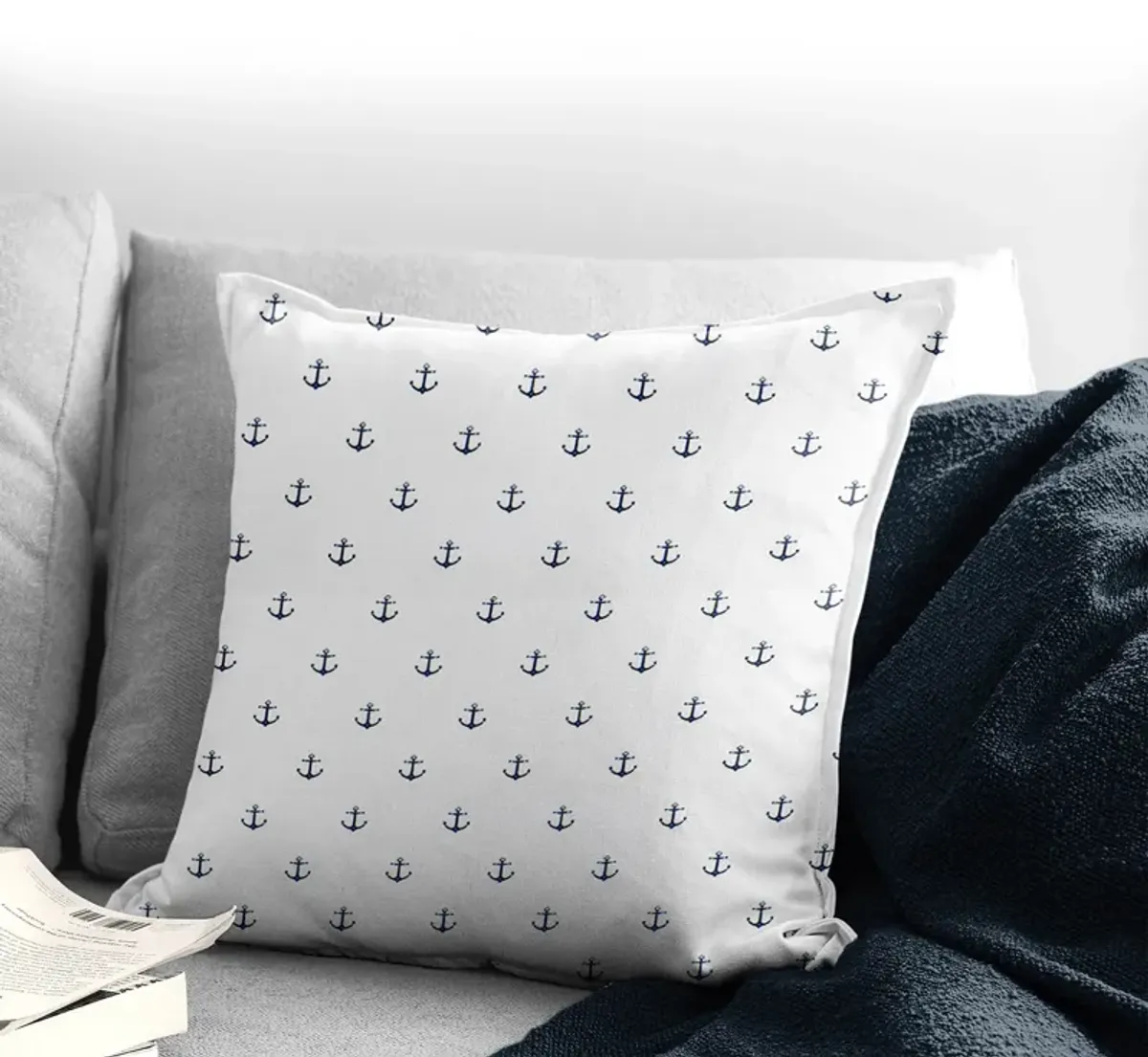 6ix Tailors Fine Linens Anchors Away Navy Decorative Throw Pillows