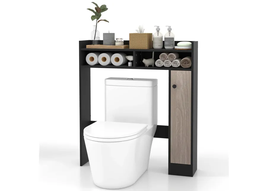 Costway Over the Toilet Bathroom Cabinet Floor Storage Organizer with Adjustable Shelves White