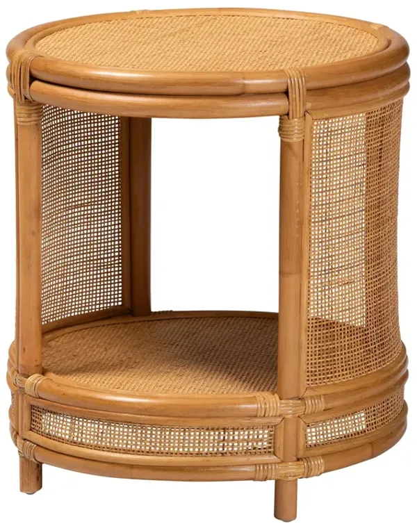 bali & pari Louis Modern Bohemian Natural Brown Rattan End Table