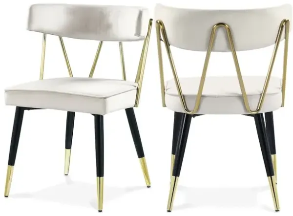 Meridian Furniture Rheingold Cream Velvet Dining Chair, Set of 2