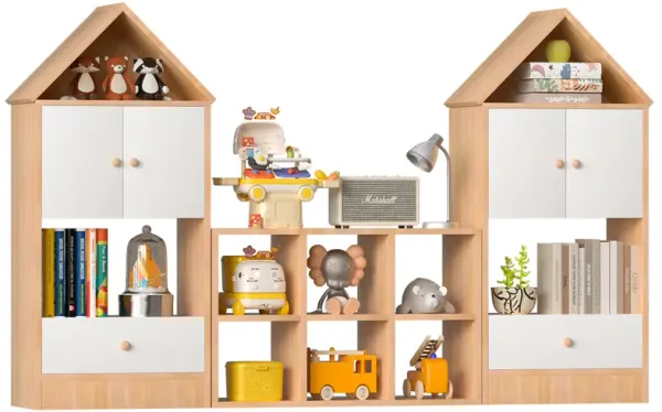 Kids Bookshelf with House-Shaped Design for Playroom & Bedroom Storage