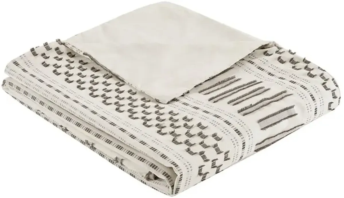 Belen Kox Serenity Ivory/Charcoal Jacquard Duvet Cover Mini Set, Belen Kox