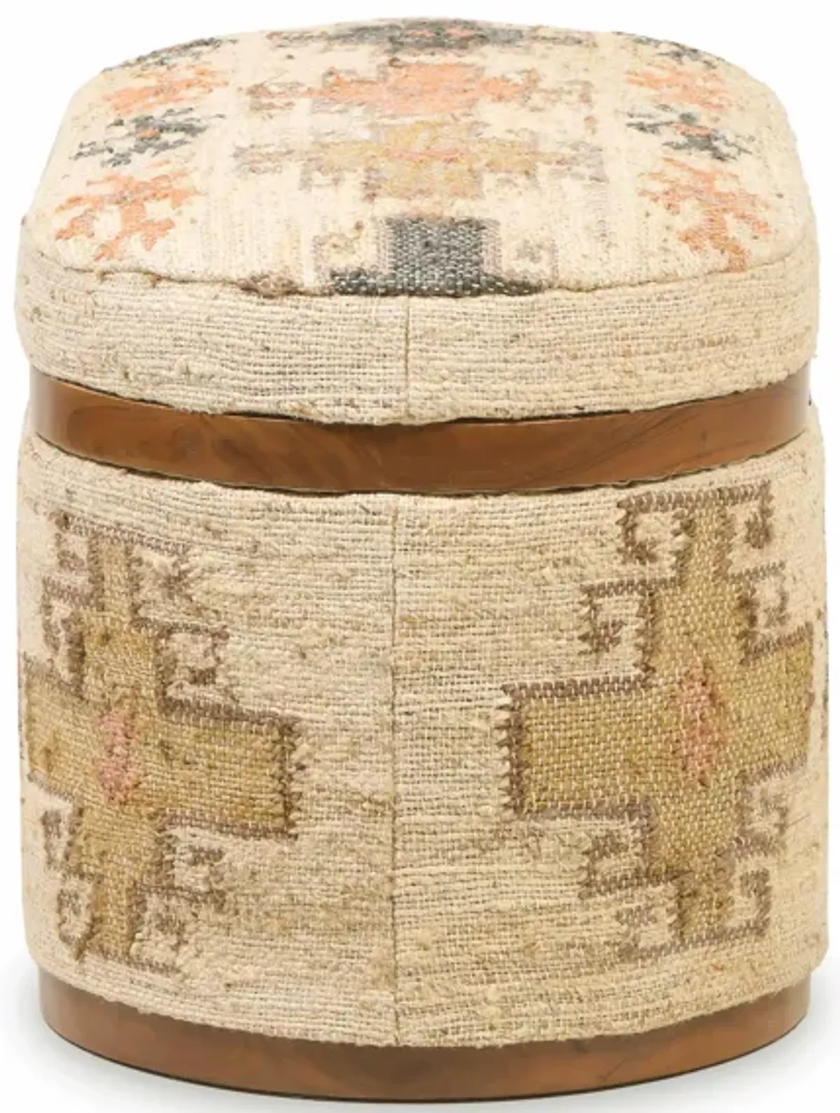 Olivier Peach Boucle Oval Storage Ottoman