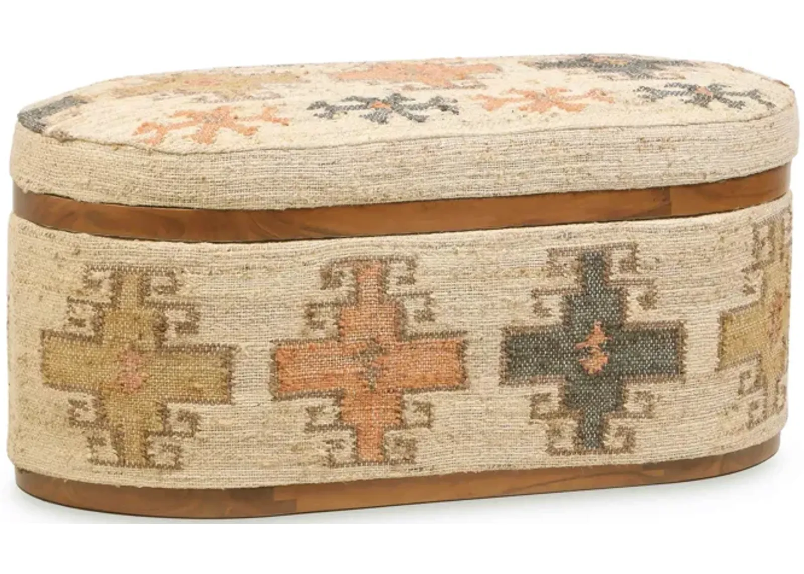 Olivier Peach Boucle Oval Storage Ottoman