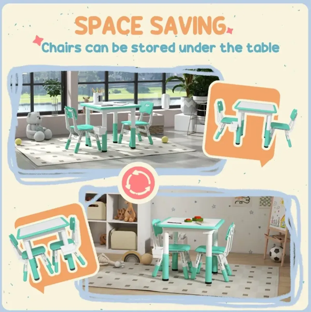 Table and Chair Set for Kids – Ideal for Bedrooms, Playrooms, and Studies