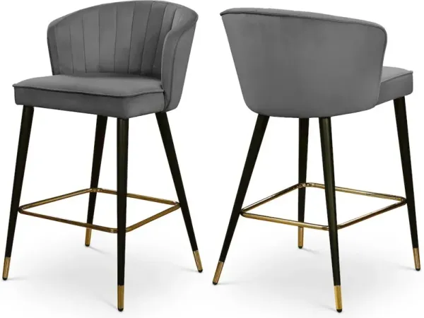 Meridian Furniture Cassie Velvet Stool, Set of 2