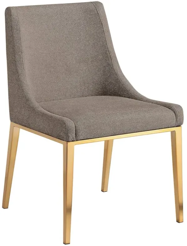 Meridian Furniture Haines Brown Linen Textured Polyester Fabric Dining Chair