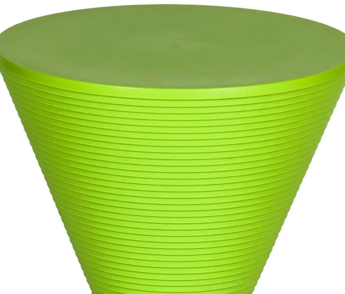 Hillary 17 Inch Patio Stool Table, Indoor Outdoor, Hourglass Design, Green - Benzara