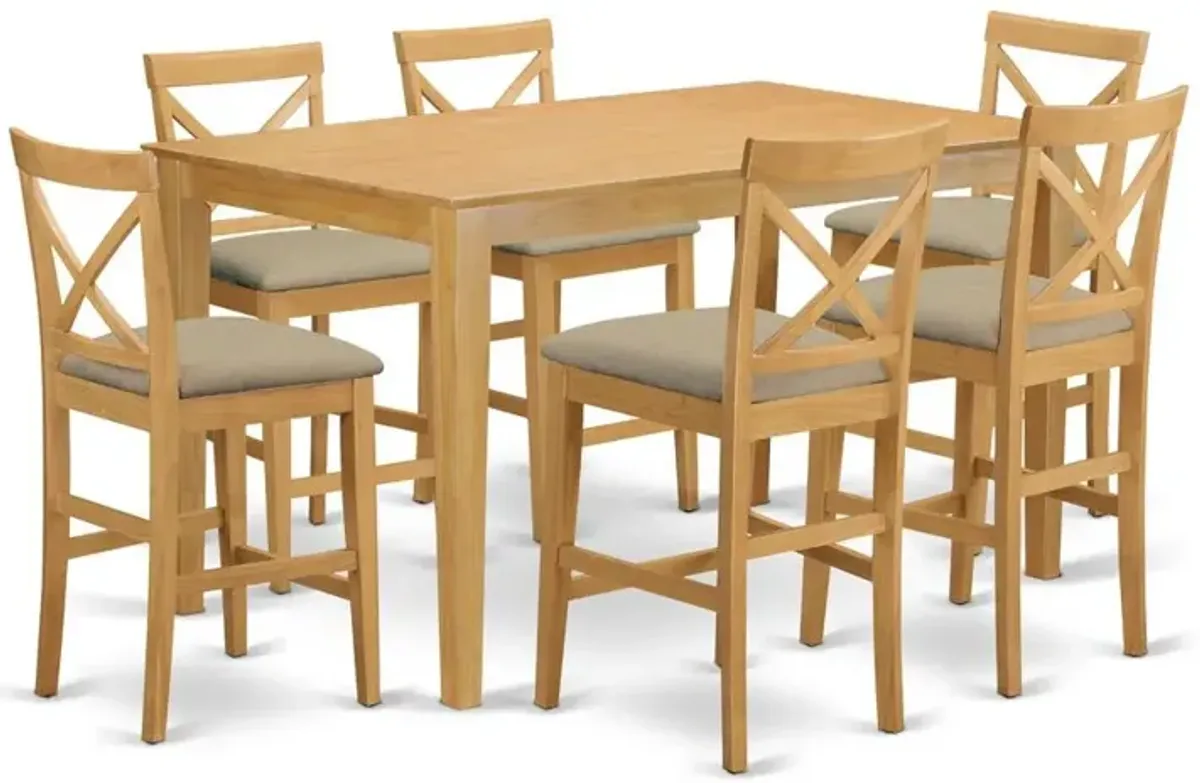 CAPB7H-OAK-C 7 Pc counter height Dining room set-pub Table and 6 bar stools with backs