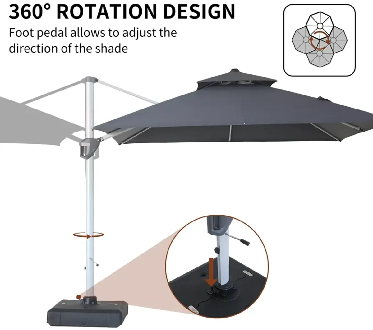 Mondawe 10 ft. Octagon Aluminum Cantilever Patio Umbrella 360� Rotation with Cover and Base Included