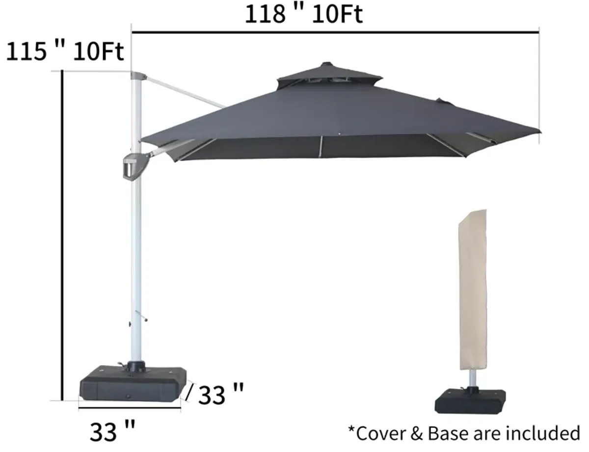 Mondawe 10 ft. Octagon Aluminum Cantilever Patio Umbrella 360� Rotation with Cover and Base Included