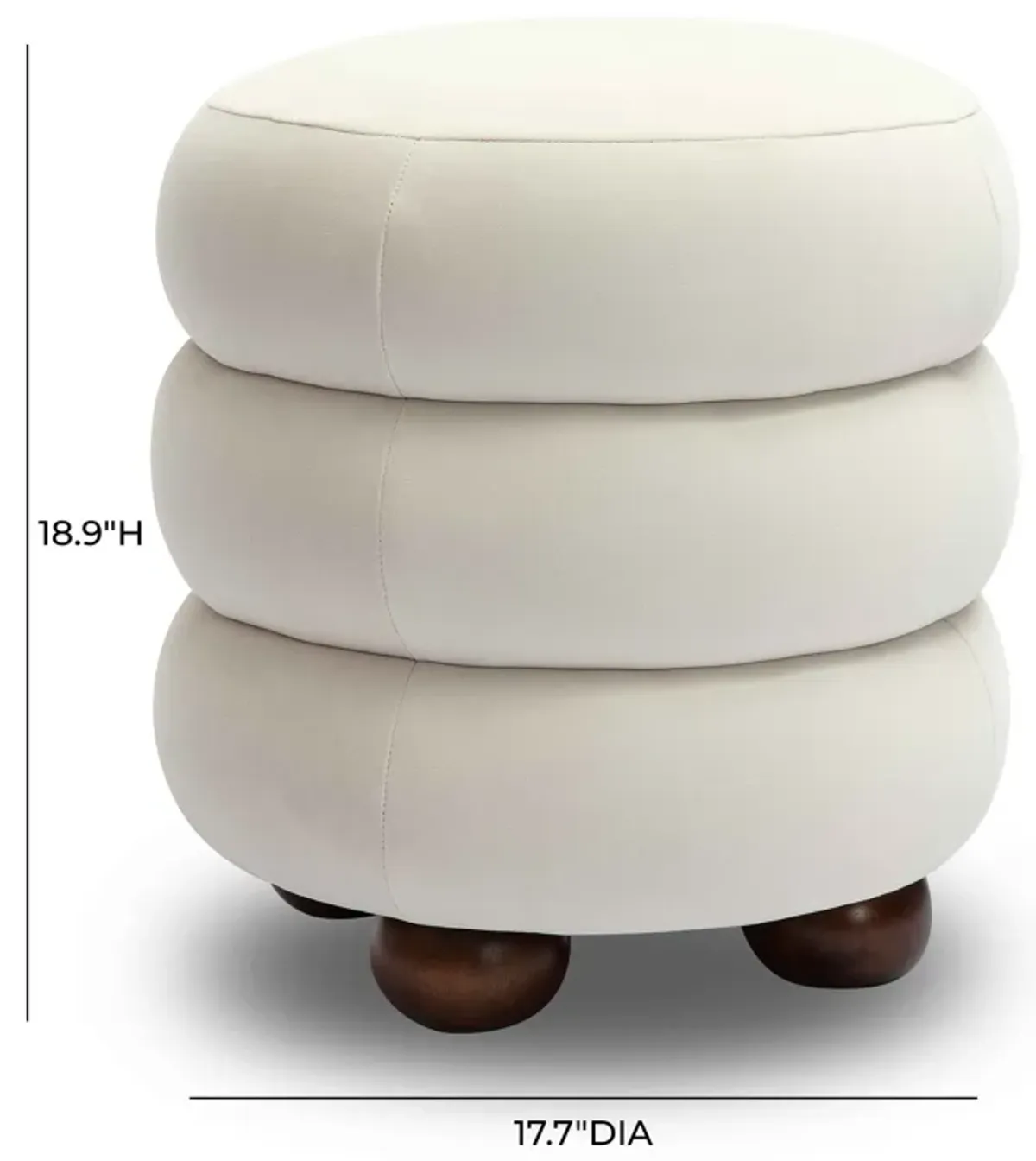 Stefanie Cream Velvet Ottoman