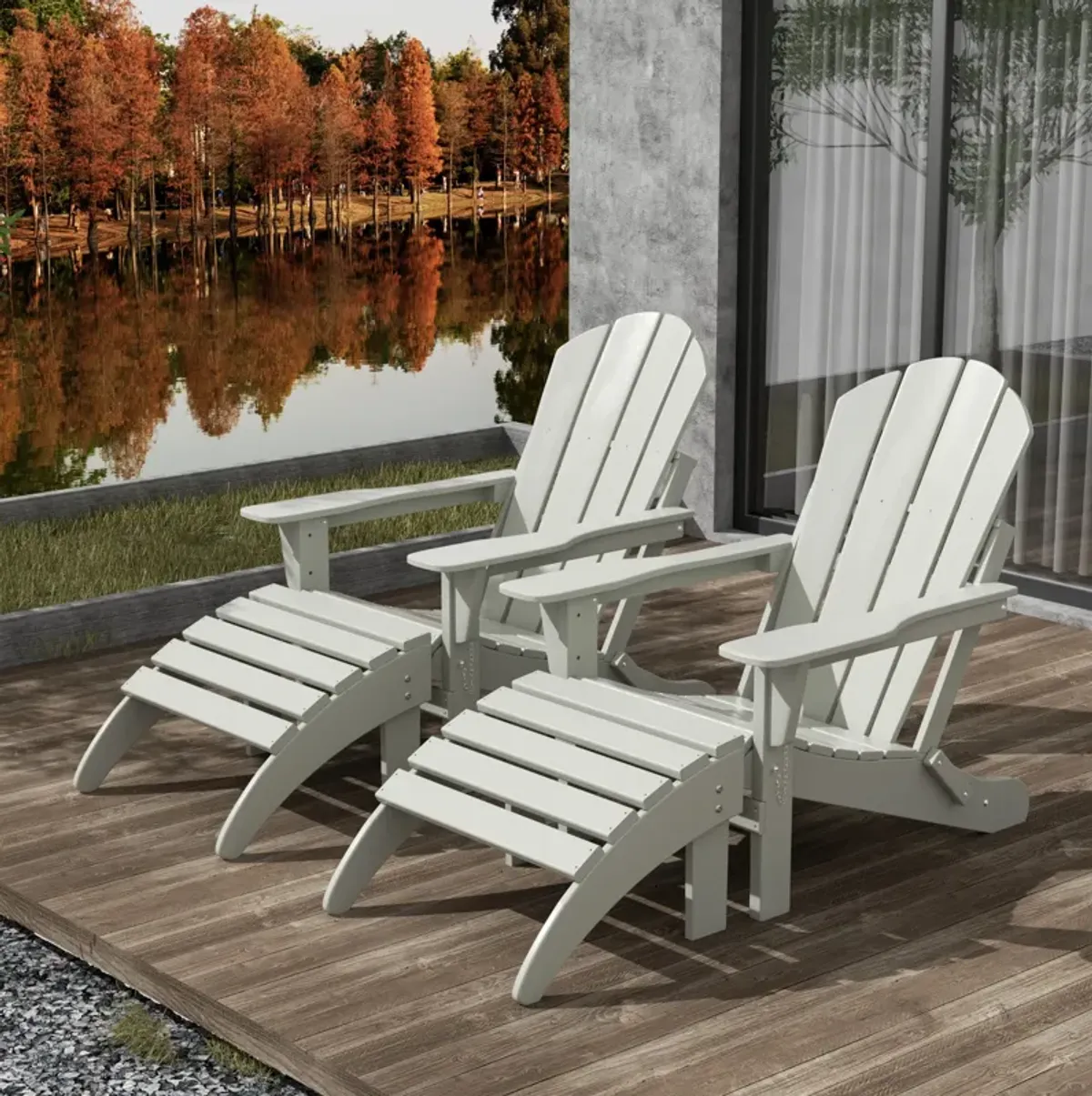 WestinTrends 4-Piece Folding Adirondack Chair With Footrest Ottoman Set