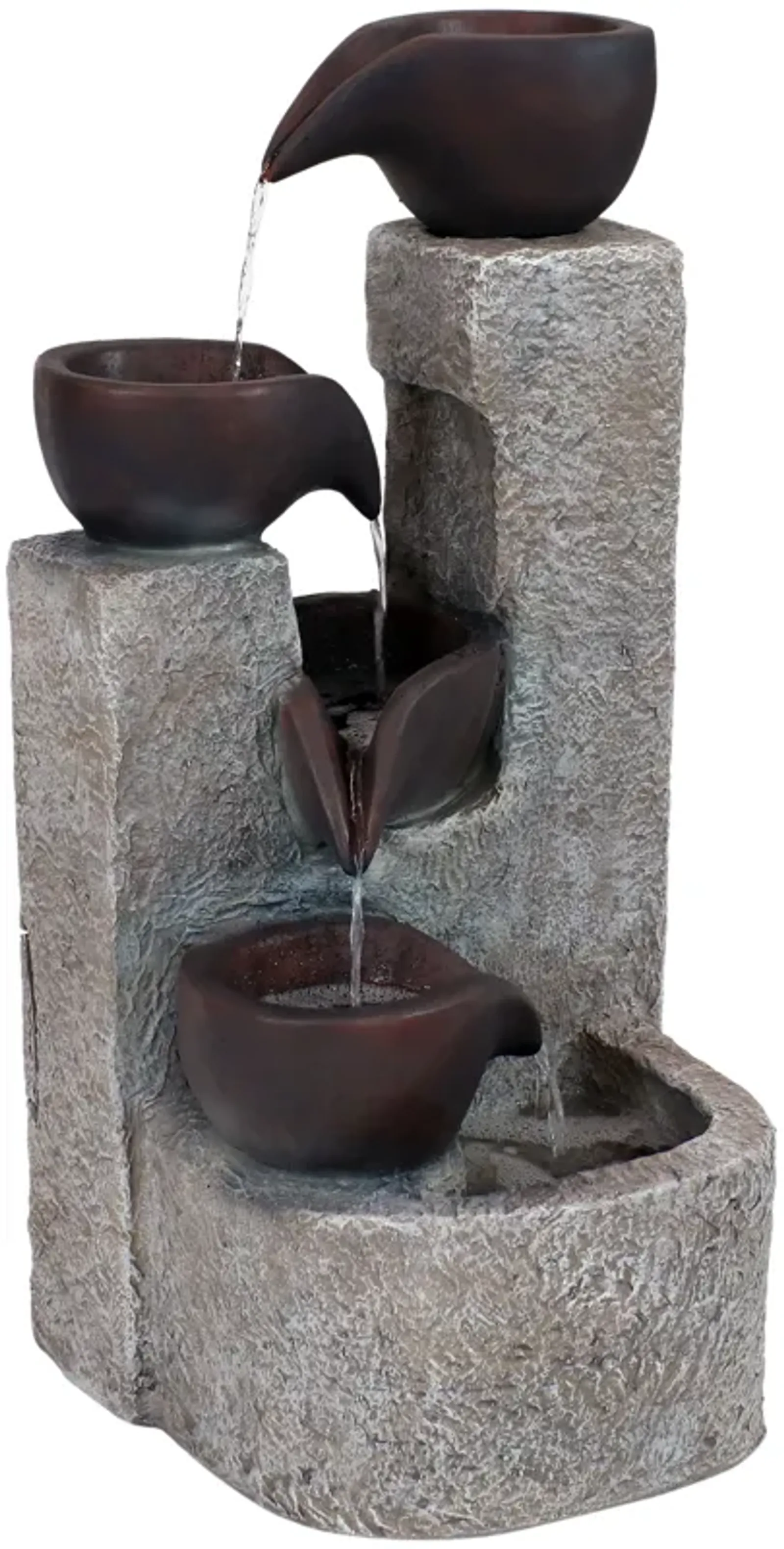 Sunnydaze Aged Tiered Vessels Solar Water Fountain with Battery - 29 in