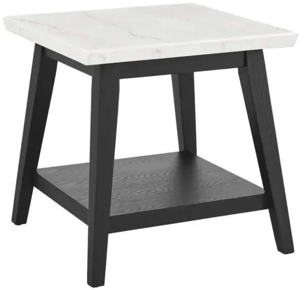 Vida-Black White Marble Top End Table