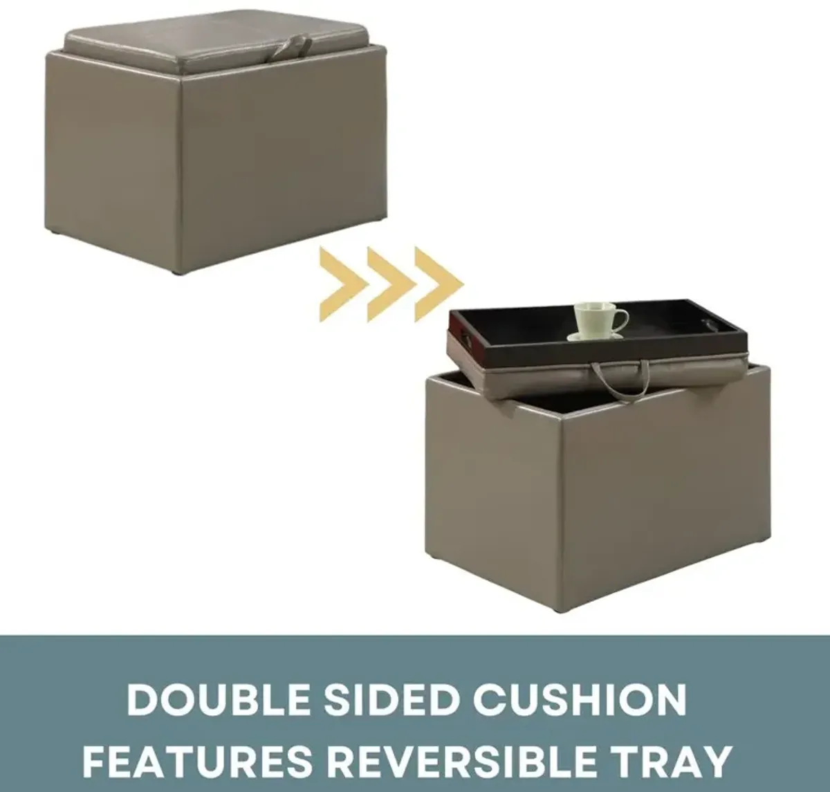 Convience Concept, Inc. Accent Storage Ottoman with Reversible Tray