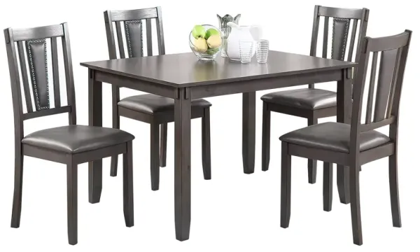 Modern 5 Piece Dining Set with Table, 4 Chairs, Cushioned, Gray and Brown-Benzara