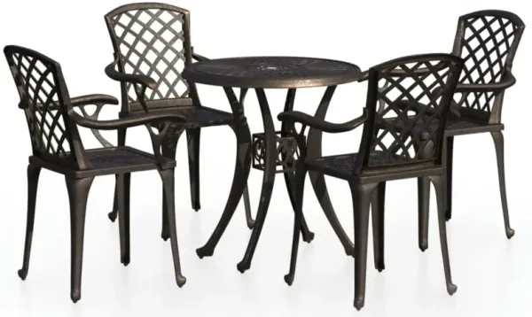 vidaXL Patio Bistro Set 5 Piece, Outdoor Bistro Table for Porch, Patio Furniture Set with Table, Chair, Industrial Style, Cast Aluminum Bronze
