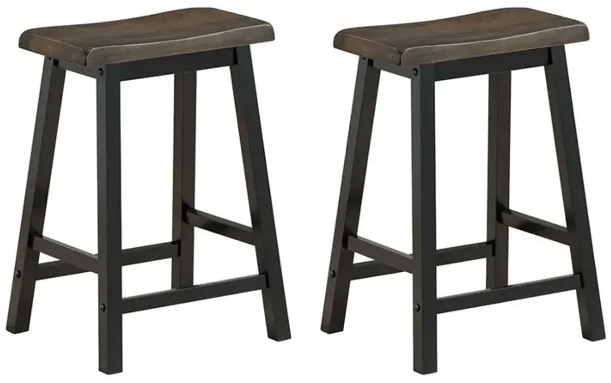 24 Inch Set of 2 Wood Counter Backless Height Saddle Stools for Kitchen and Pub