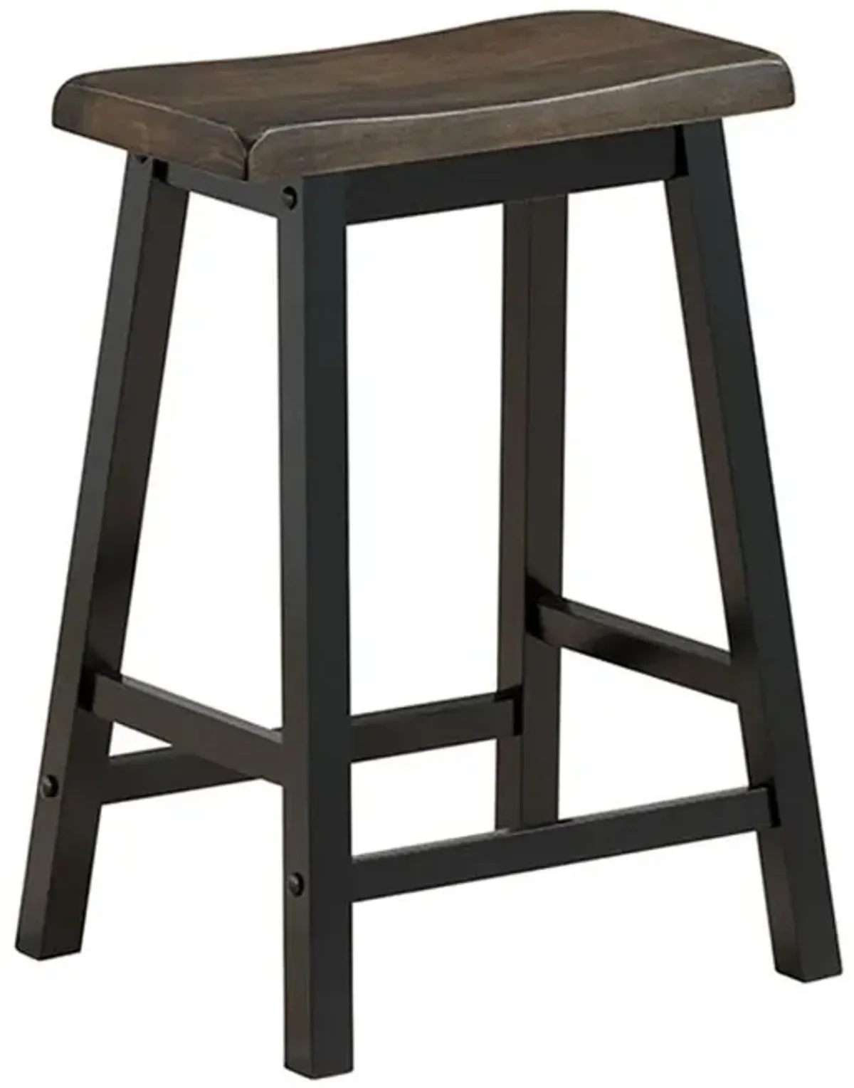 24 Inch Set of 2 Wood Counter Backless Height Saddle Stools for Kitchen and Pub