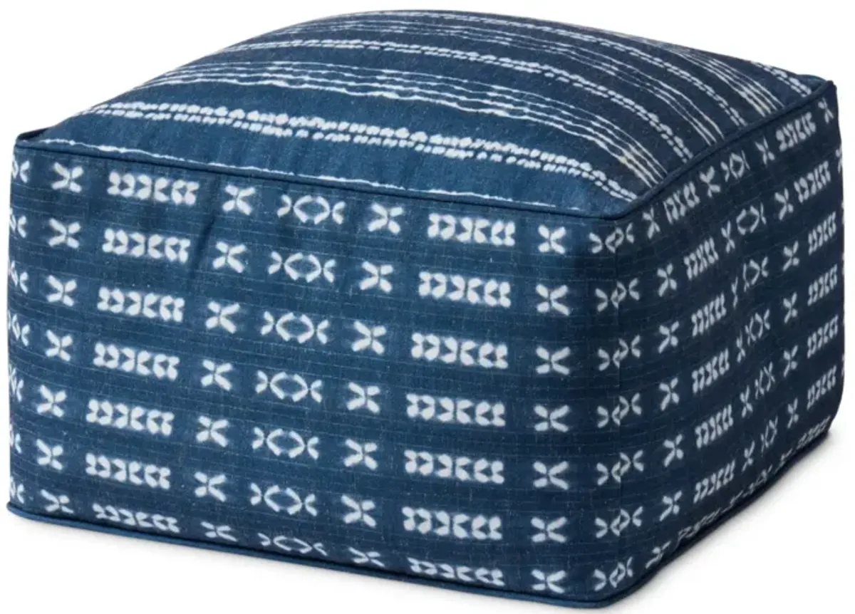 Poufs PF0007 Indigo / Ivory 20"W x 20"D x 12"H