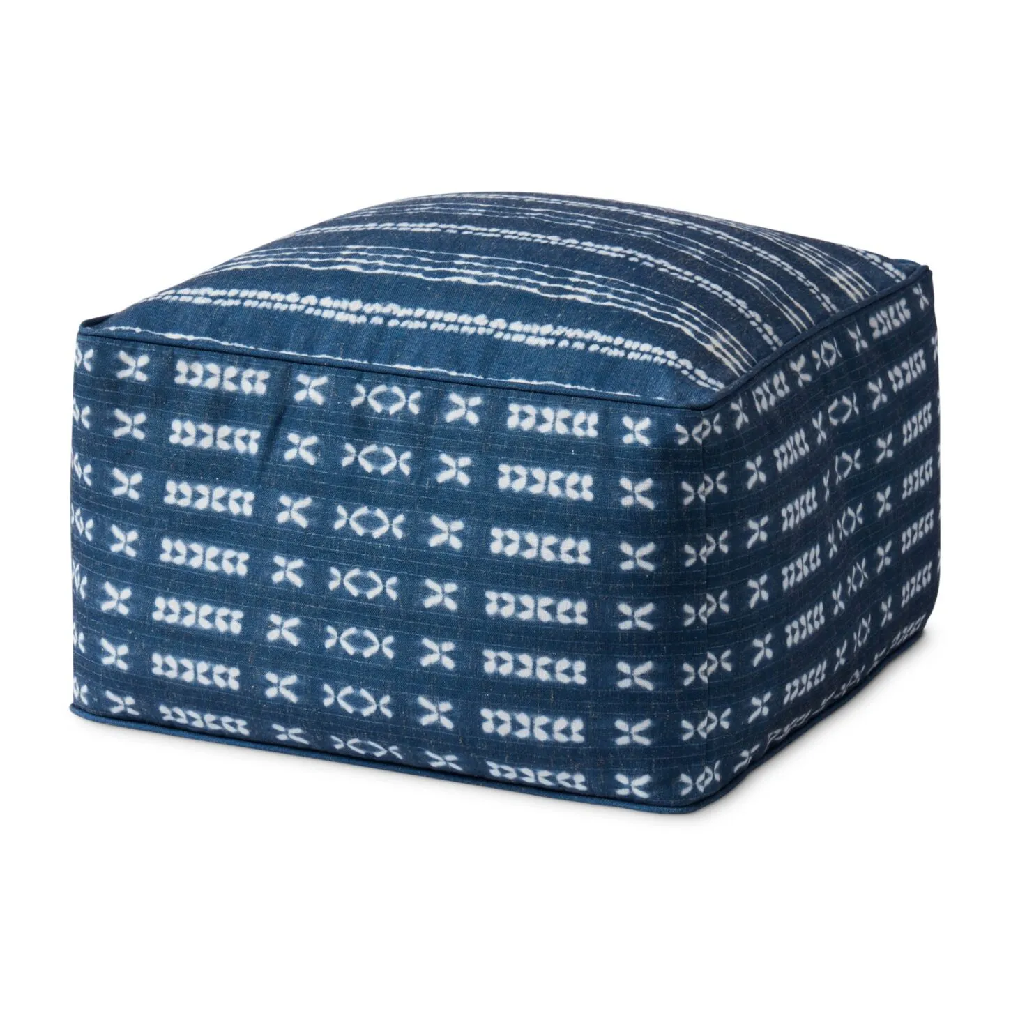 Poufs PF0007 Indigo / Ivory 20"W x 20"D x 12"H