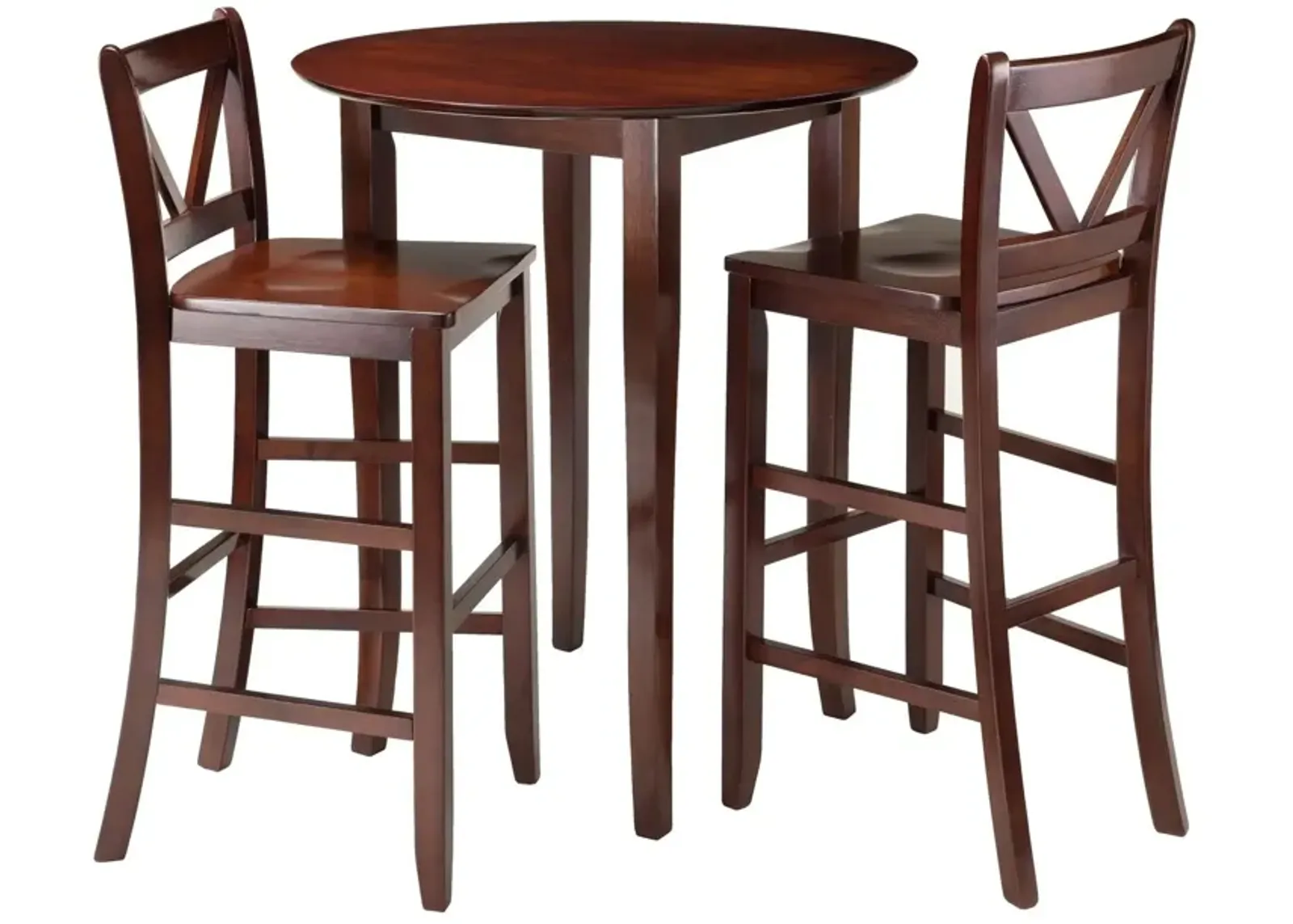 Fiona 3-Pc High Table with V-back Bar Stools, Walnut