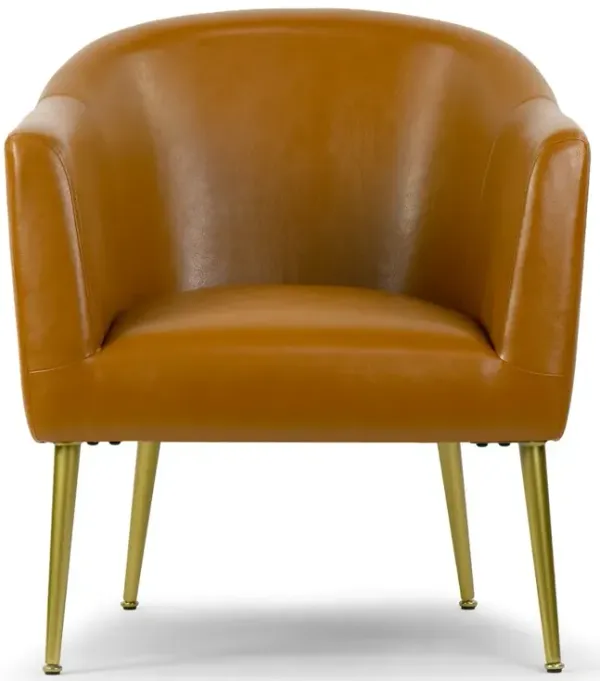 Glamour Home Avi Cappuccino Faux Leather Accent Chair with Golden Legs