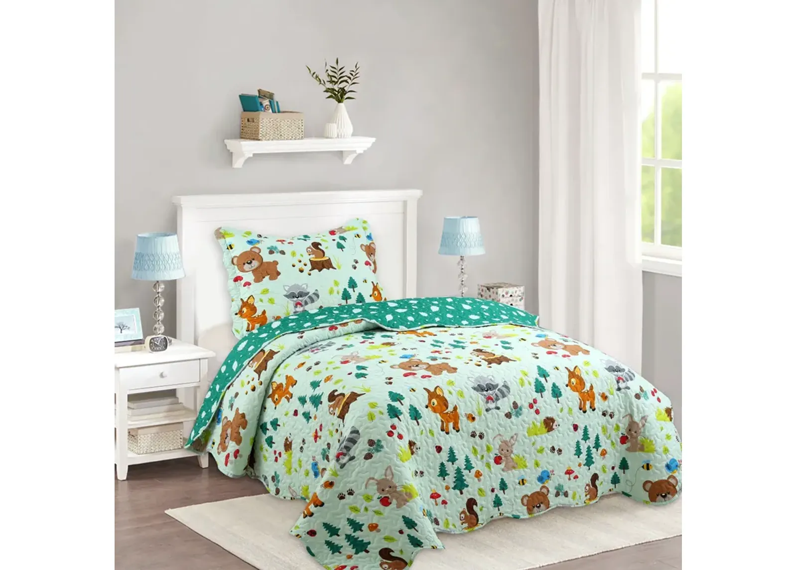 MarCielo Kids Quilt Set Bedspread Coverlet Set.