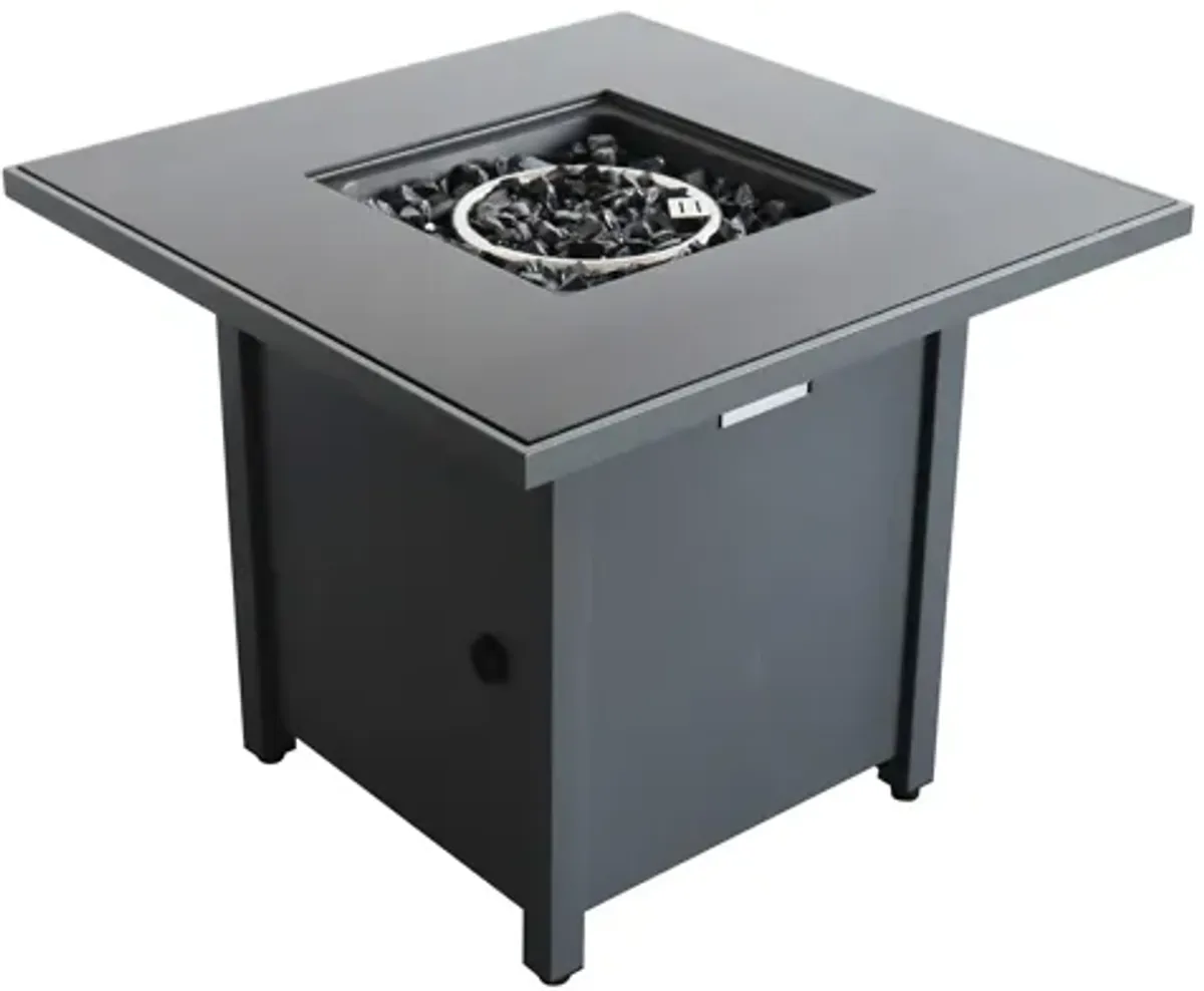 Living Source International 25'' H x 30'' W Steel Outdoor Fire Pit Table with Lid