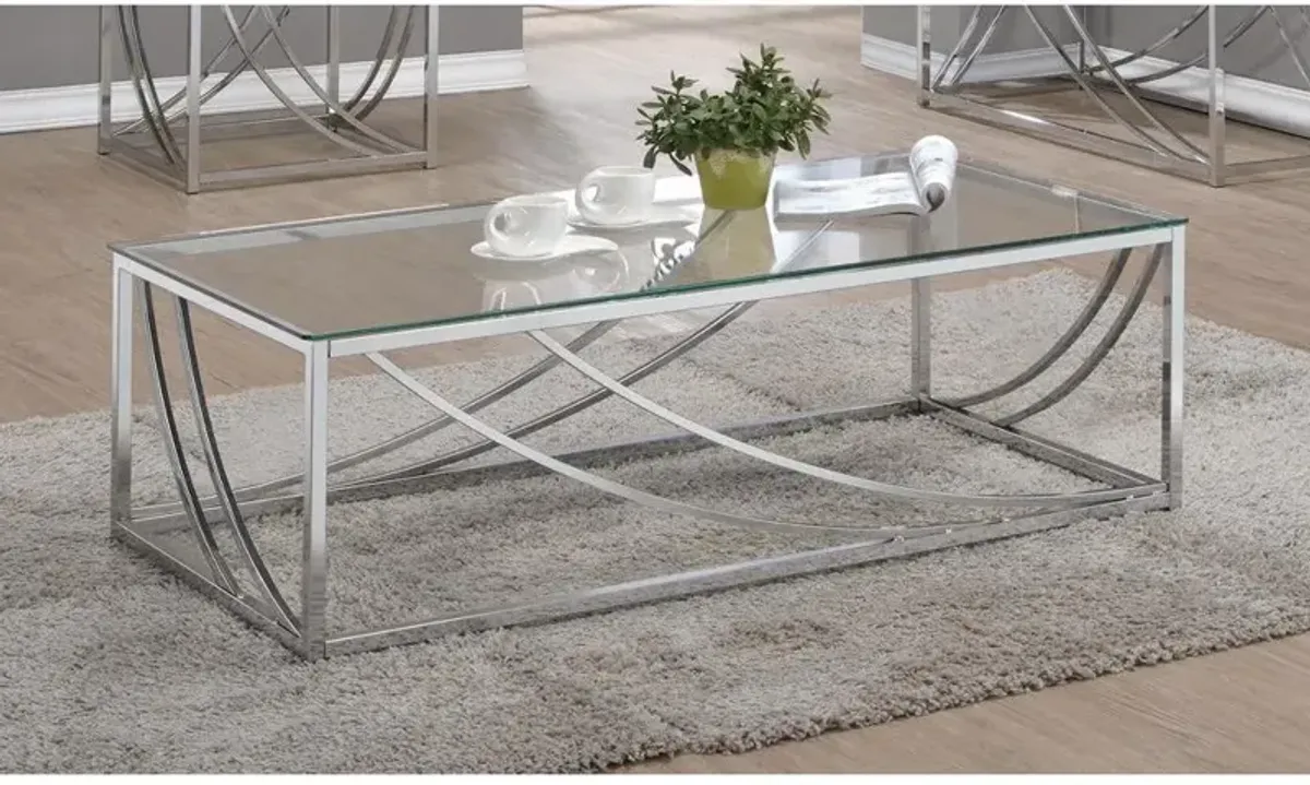 Lille Glass Top Rectangular Coffee Table Accents Chrome