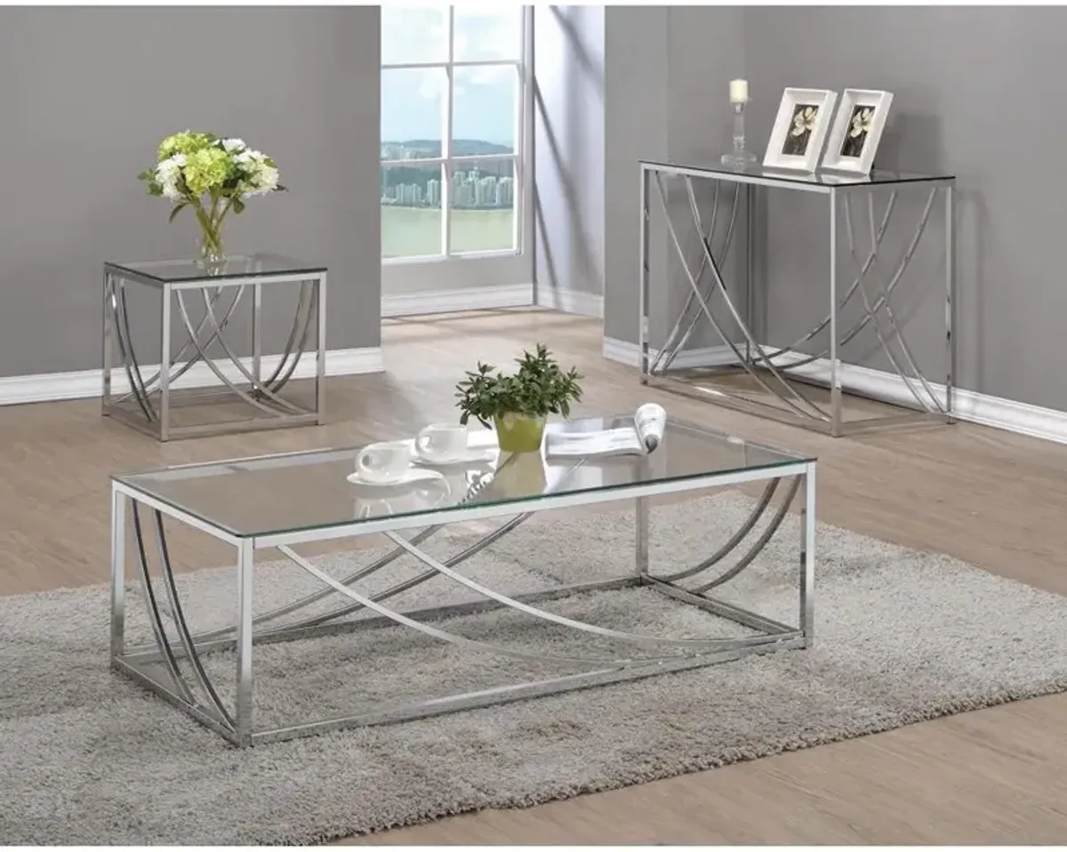 Lille Glass Top Rectangular Coffee Table Accents Chrome