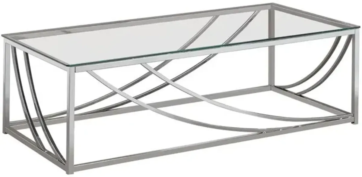 Lille Glass Top Rectangular Coffee Table Accents Chrome