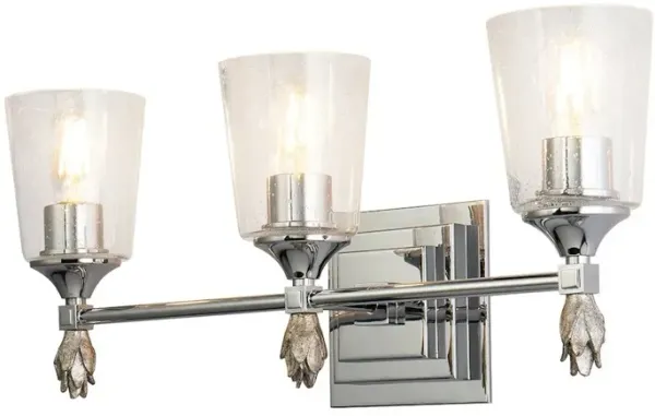 Lucas McKearn Vetiver 3 Light Vanity in Polished Chrome with Silver Accent